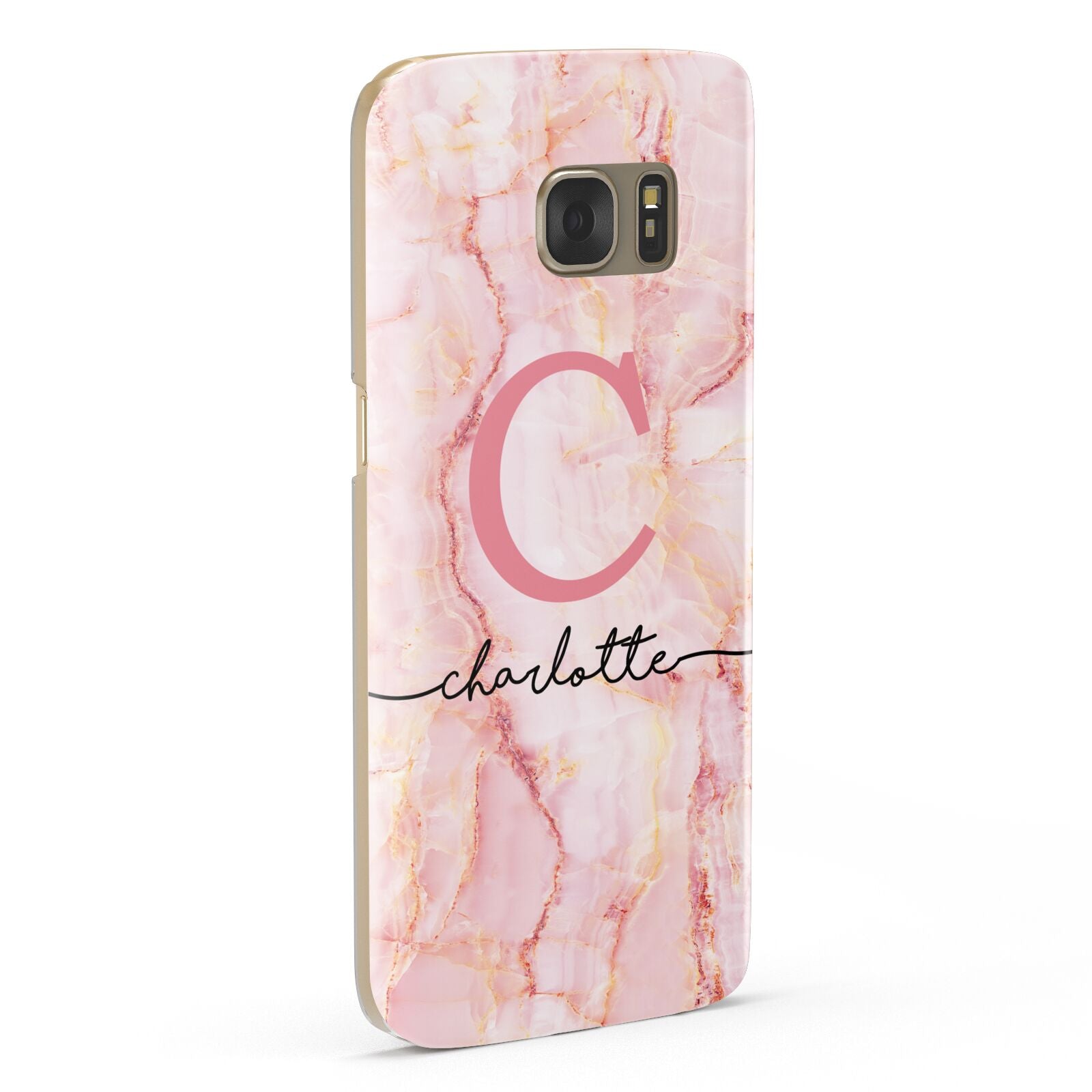 Monogram Pink Gold Agate with Text Samsung Galaxy Case Fourty Five Degrees