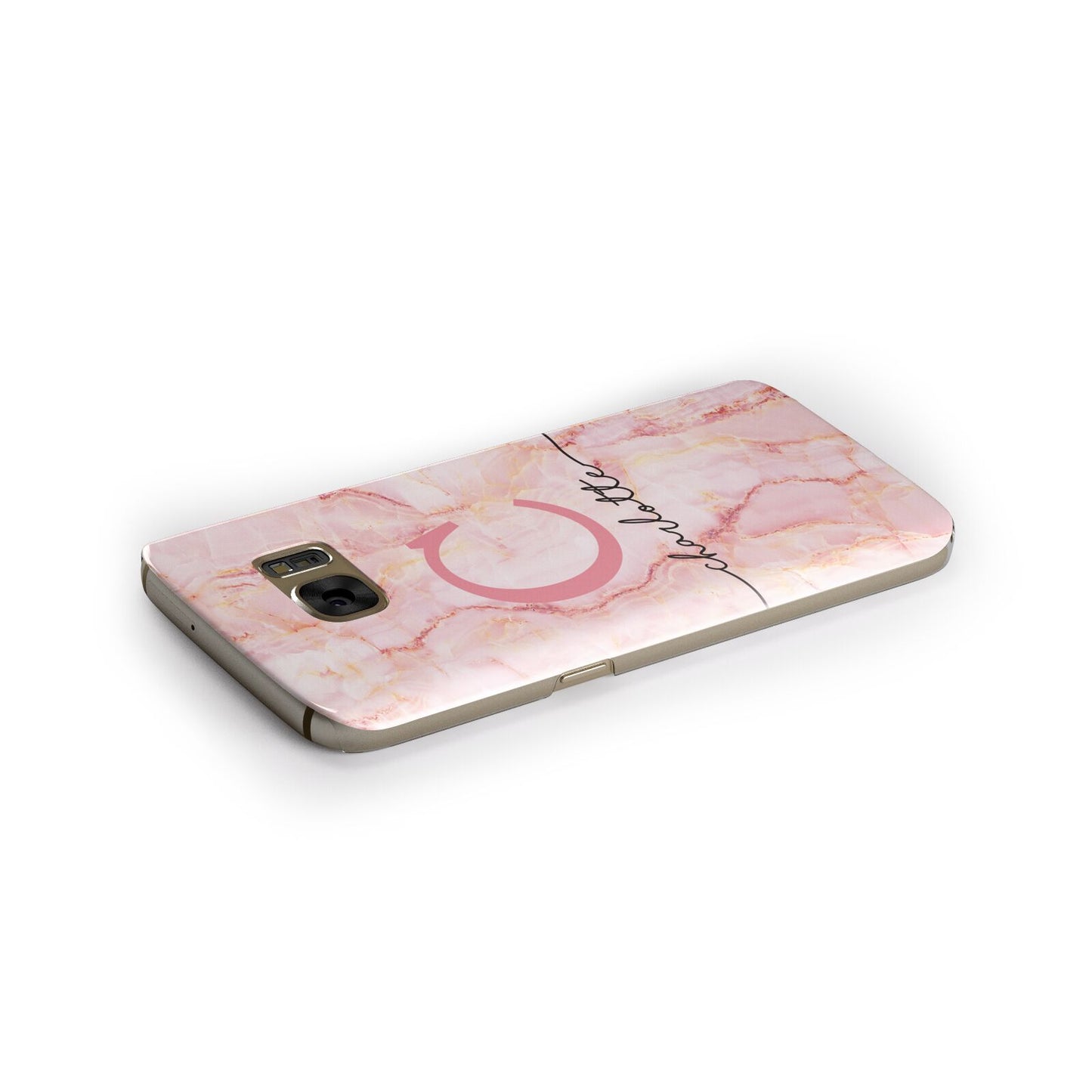 Monogram Pink Gold Agate with Text Samsung Galaxy Case Side Close Up