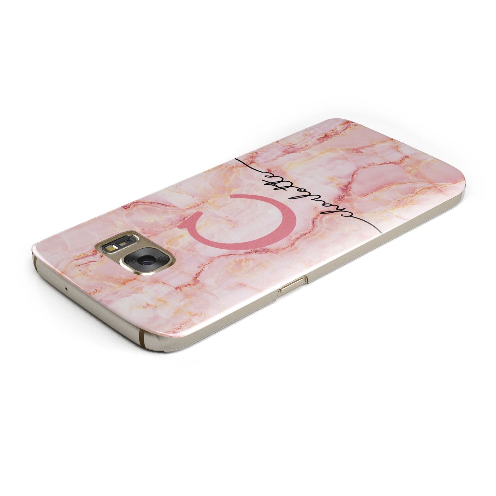 Monogram Pink Gold Agate with Text Samsung Galaxy Case Top Cutout