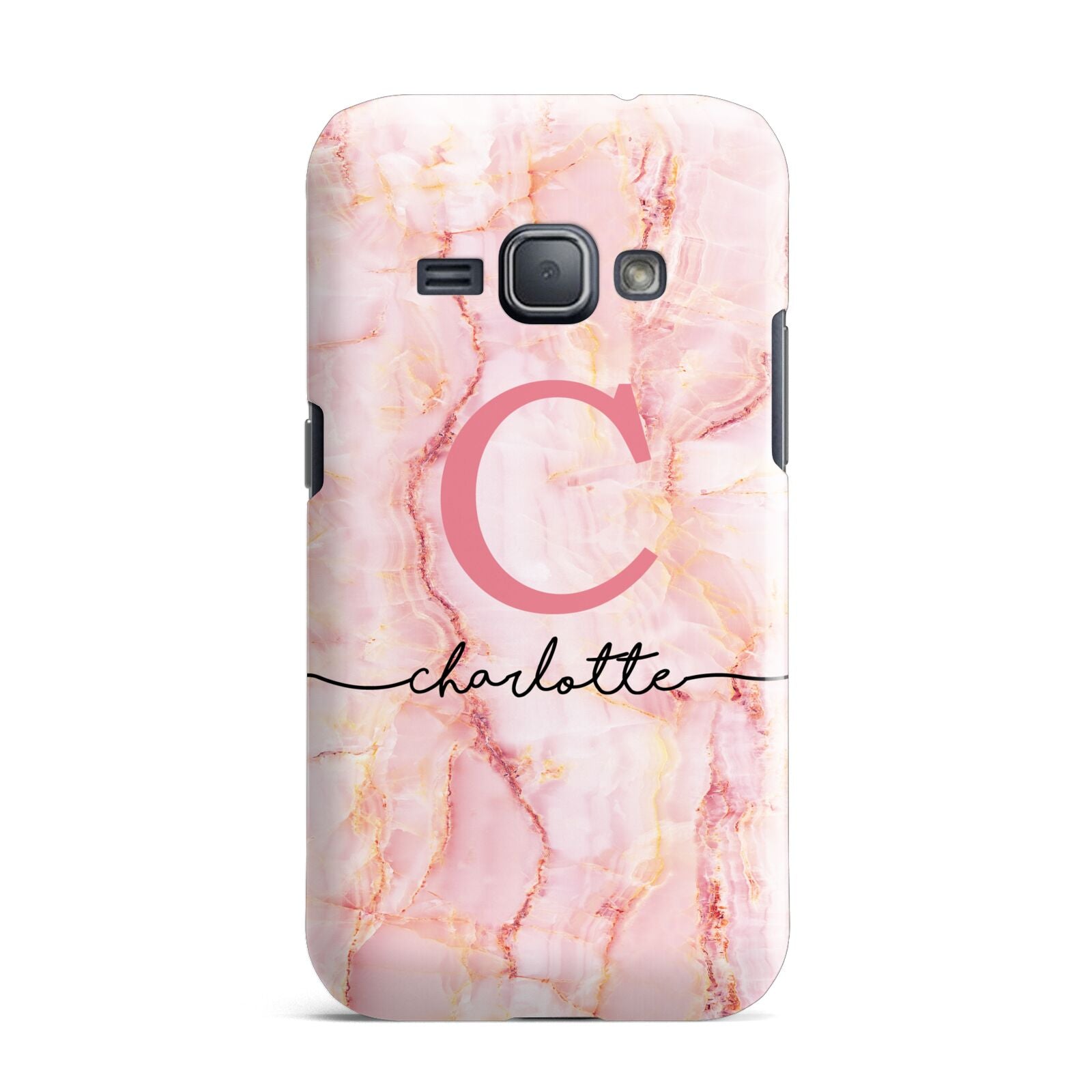 Monogram Pink Gold Agate with Text Samsung Galaxy J1 2016 Case