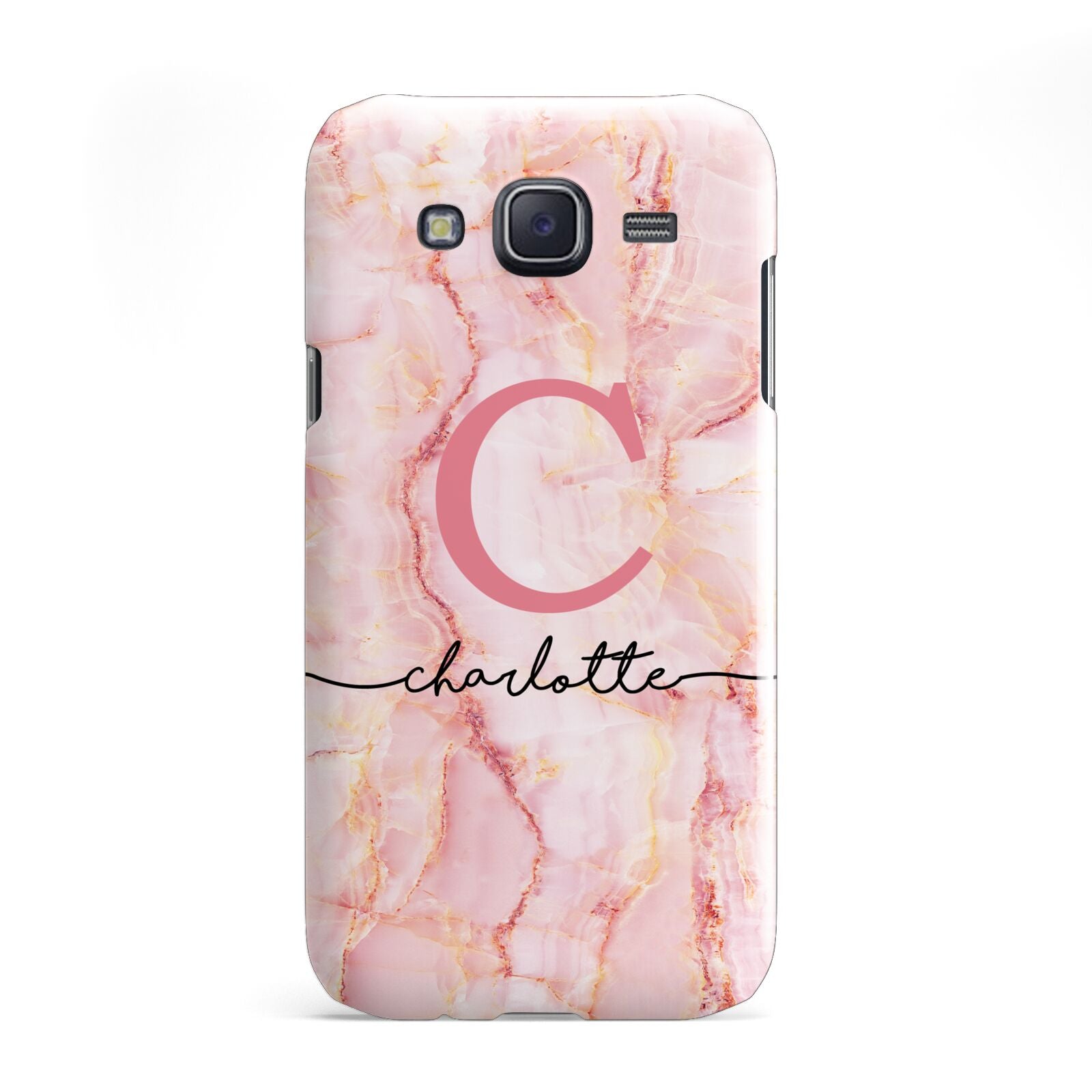 Monogram Pink Gold Agate with Text Samsung Galaxy J5 Case