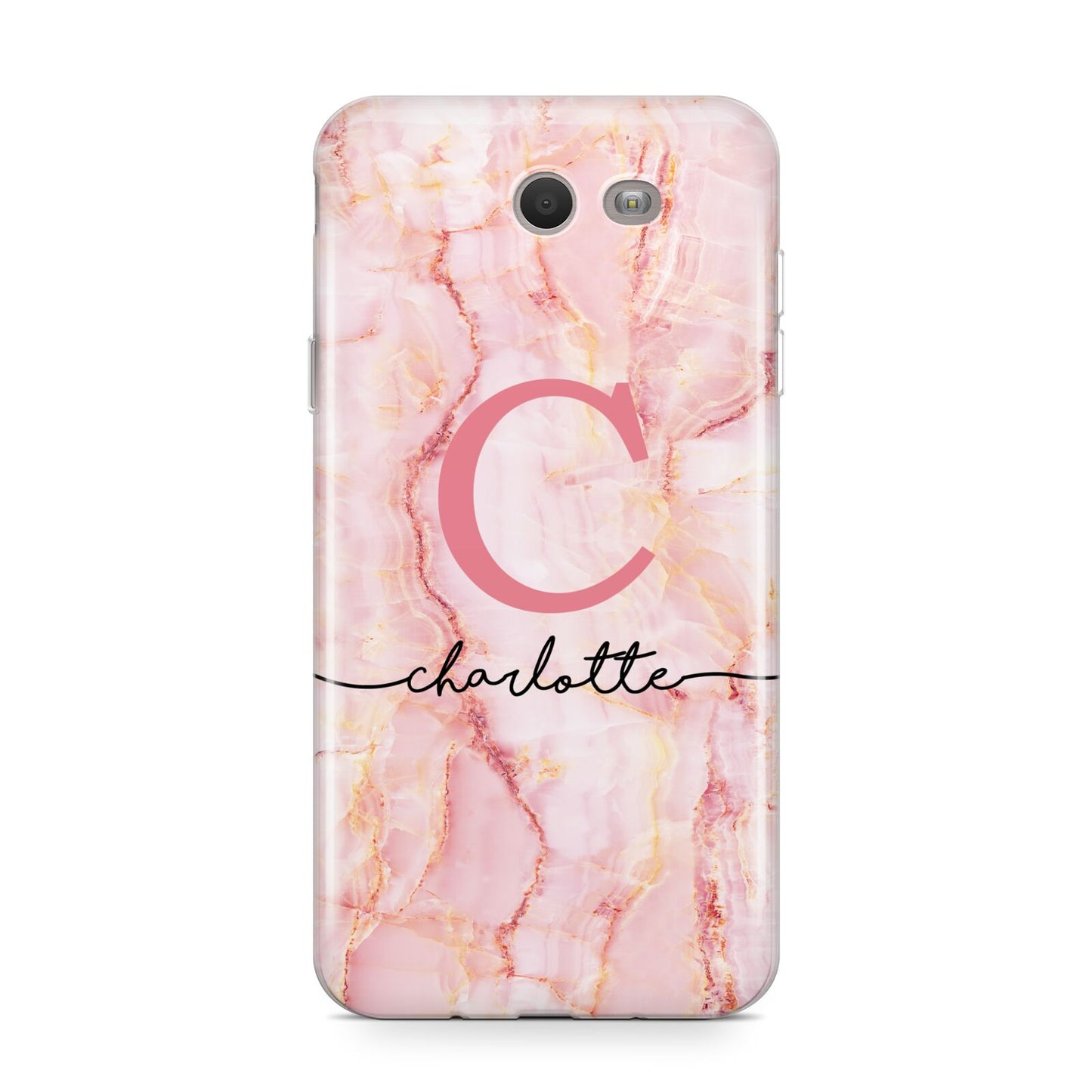 Monogram Pink Gold Agate with Text Samsung Galaxy J7 2017 Case