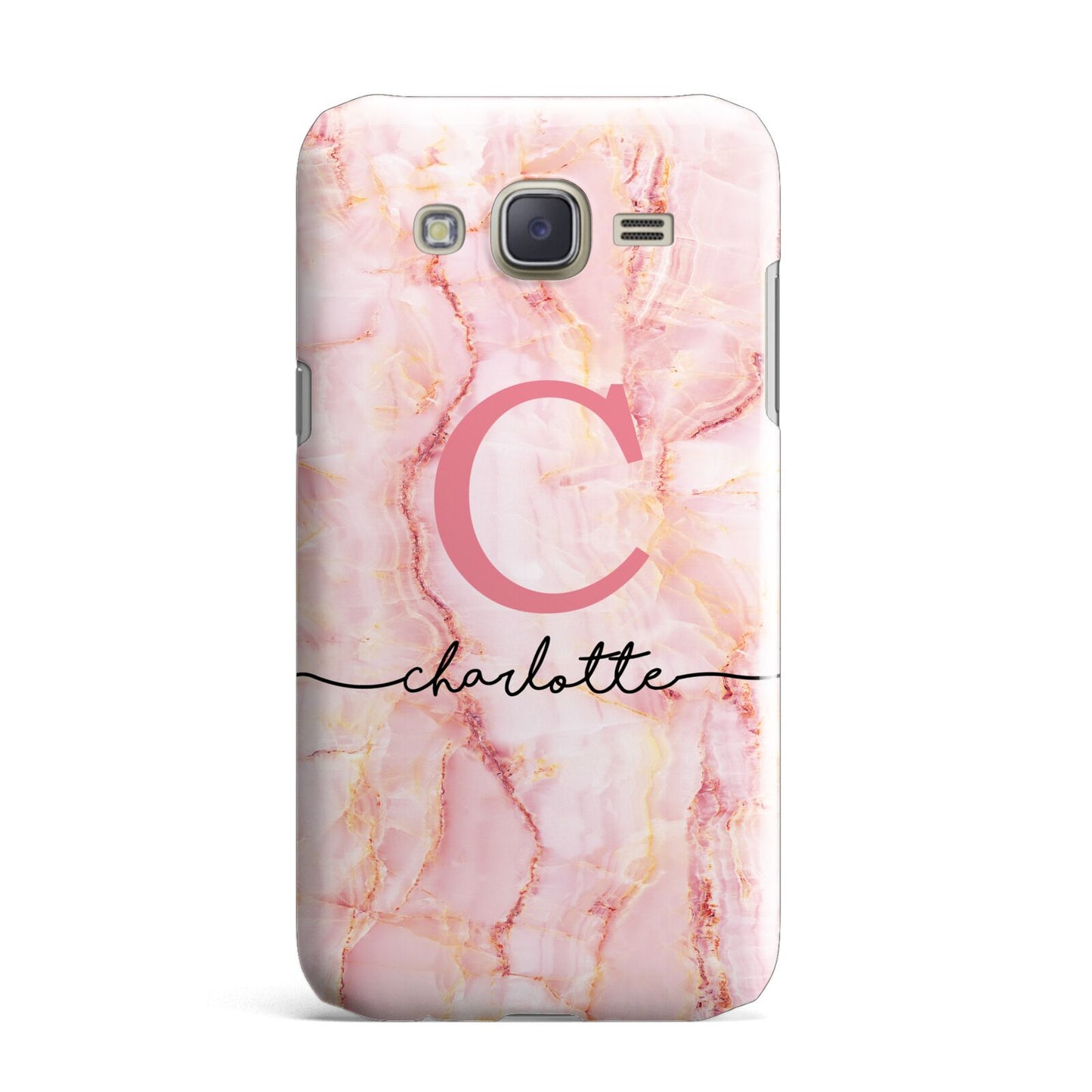 Monogram Pink Gold Agate with Text Samsung Galaxy J7 Case