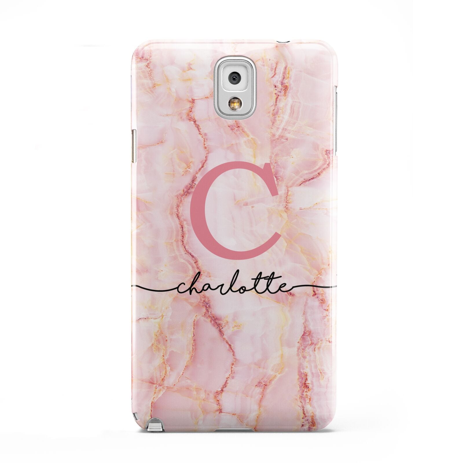 Monogram Pink Gold Agate with Text Samsung Galaxy Note 3 Case