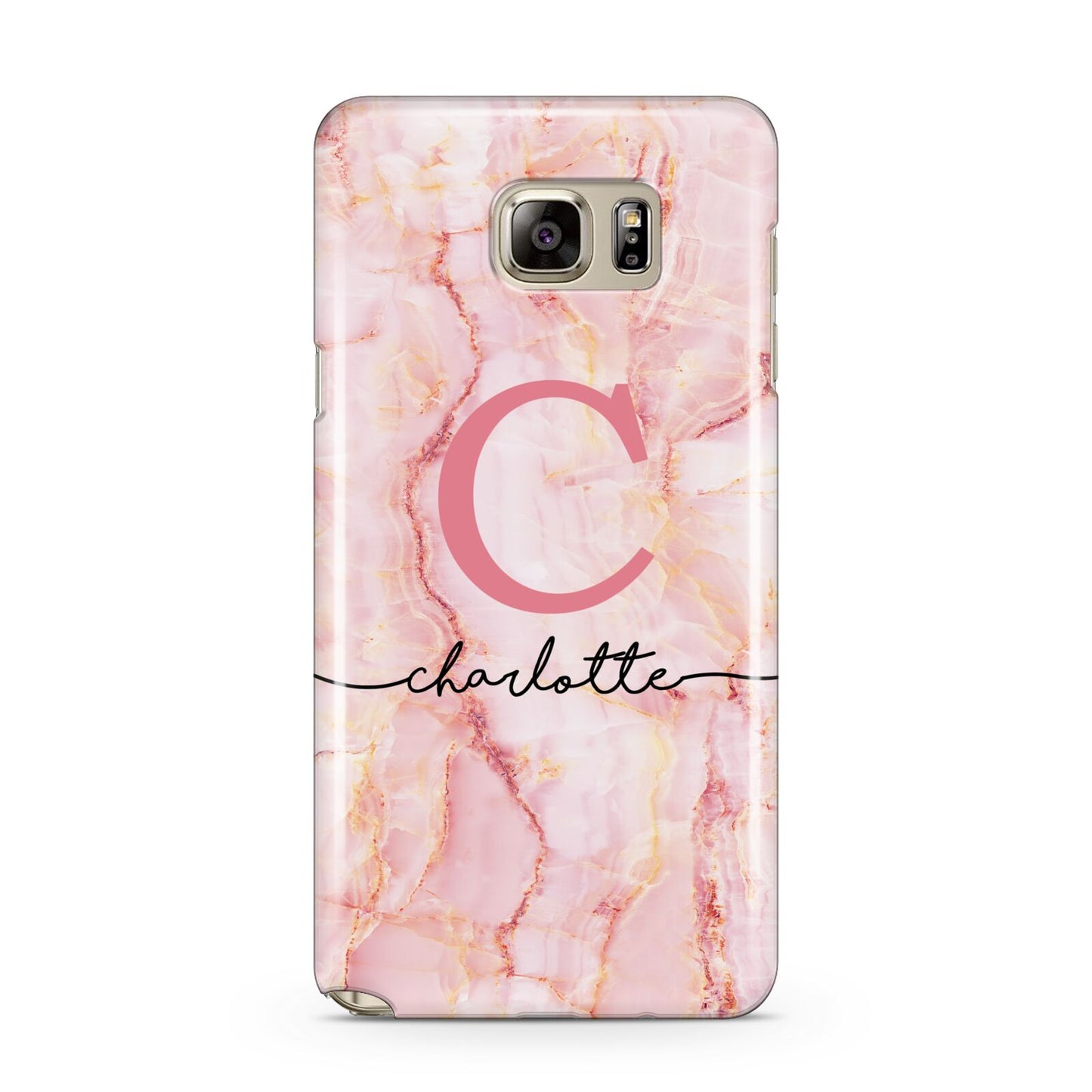 Monogram Pink Gold Agate with Text Samsung Galaxy Note 5 Case