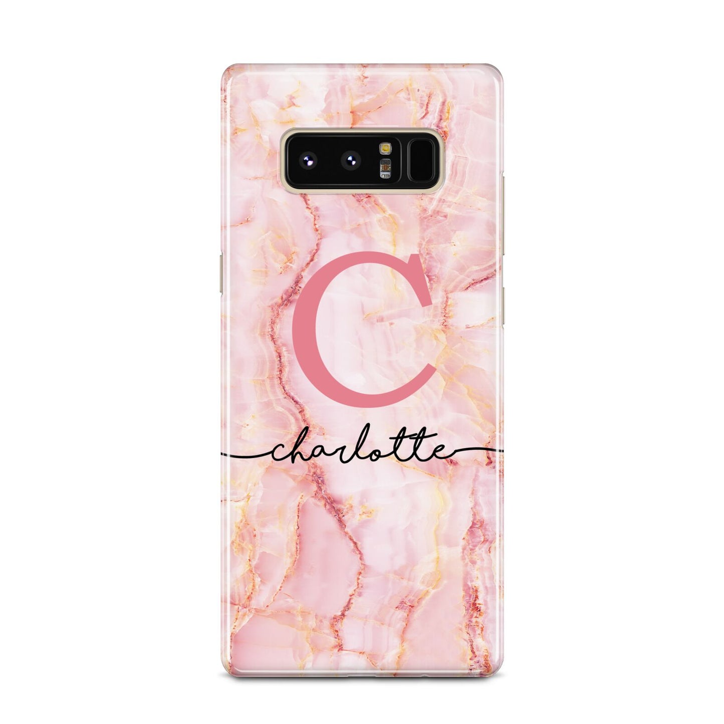 Monogram Pink Gold Agate with Text Samsung Galaxy Note 8 Case