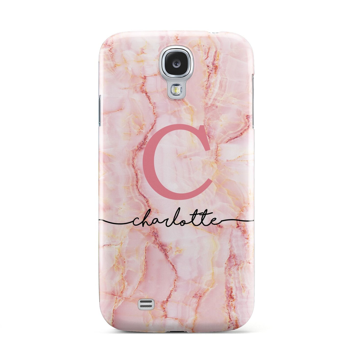 Monogram Pink Gold Agate with Text Samsung Galaxy S4 Case