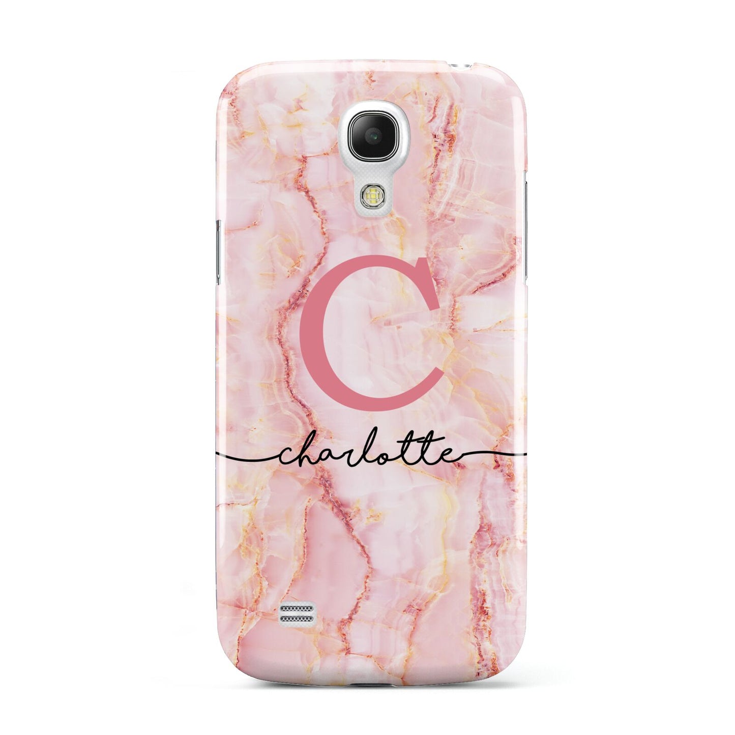 Monogram Pink Gold Agate with Text Samsung Galaxy S4 Mini Case