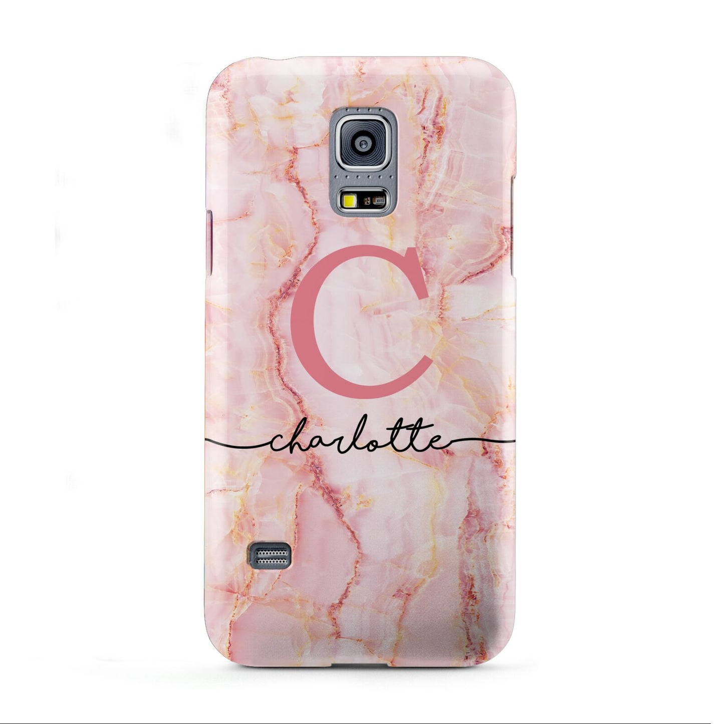 Monogram Pink Gold Agate with Text Samsung Galaxy S5 Mini Case