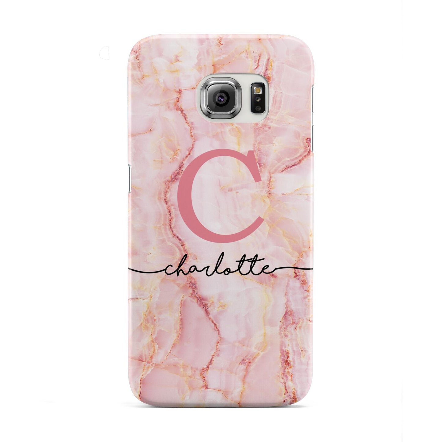 Monogram Pink Gold Agate with Text Samsung Galaxy S6 Edge Case