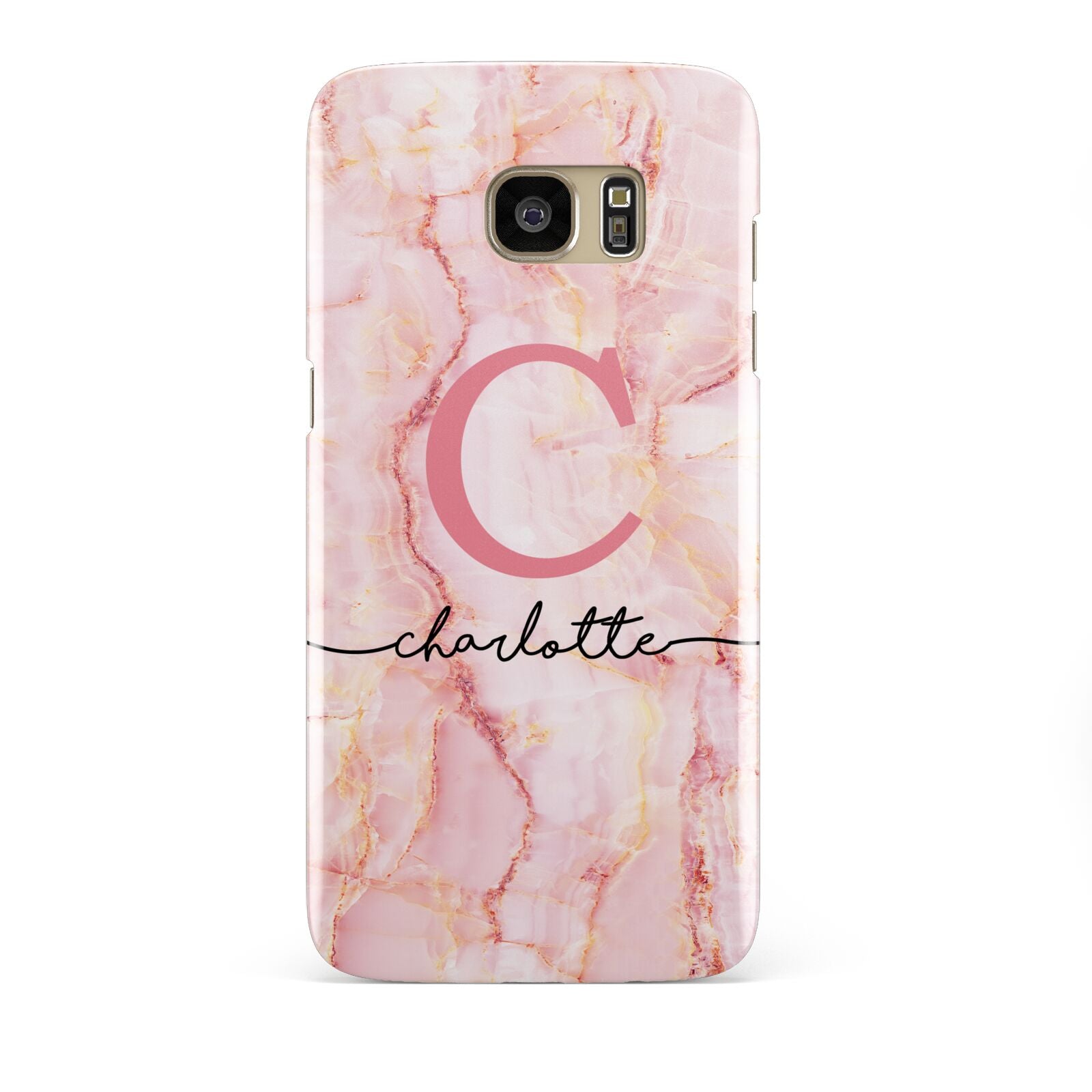 Monogram Pink Gold Agate with Text Samsung Galaxy S7 Edge Case