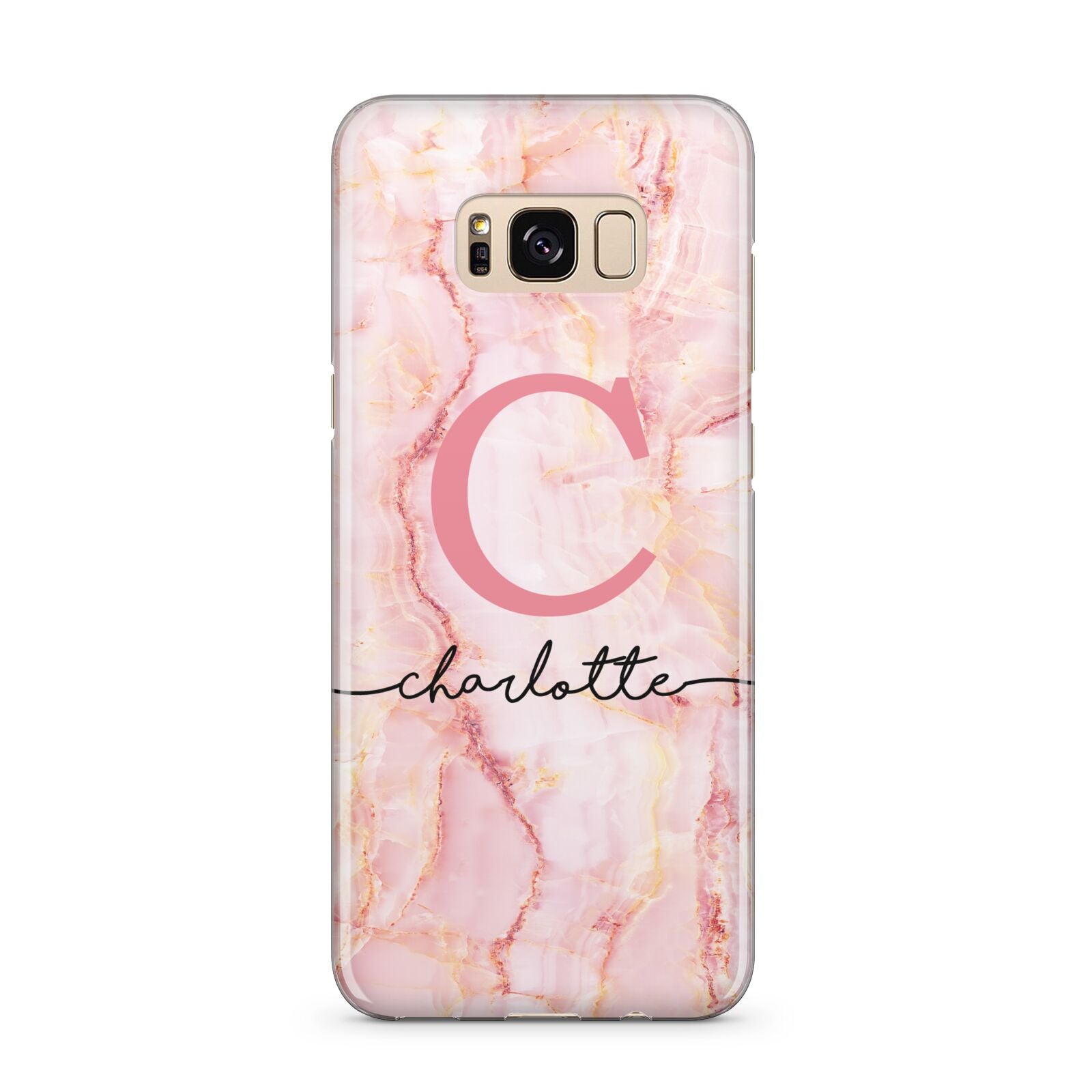 Monogram Pink Gold Agate with Text Samsung Galaxy S8 Plus Case