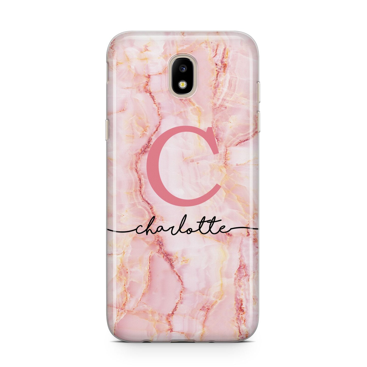 Monogram Pink Gold Agate with Text Samsung J5 2017 Case