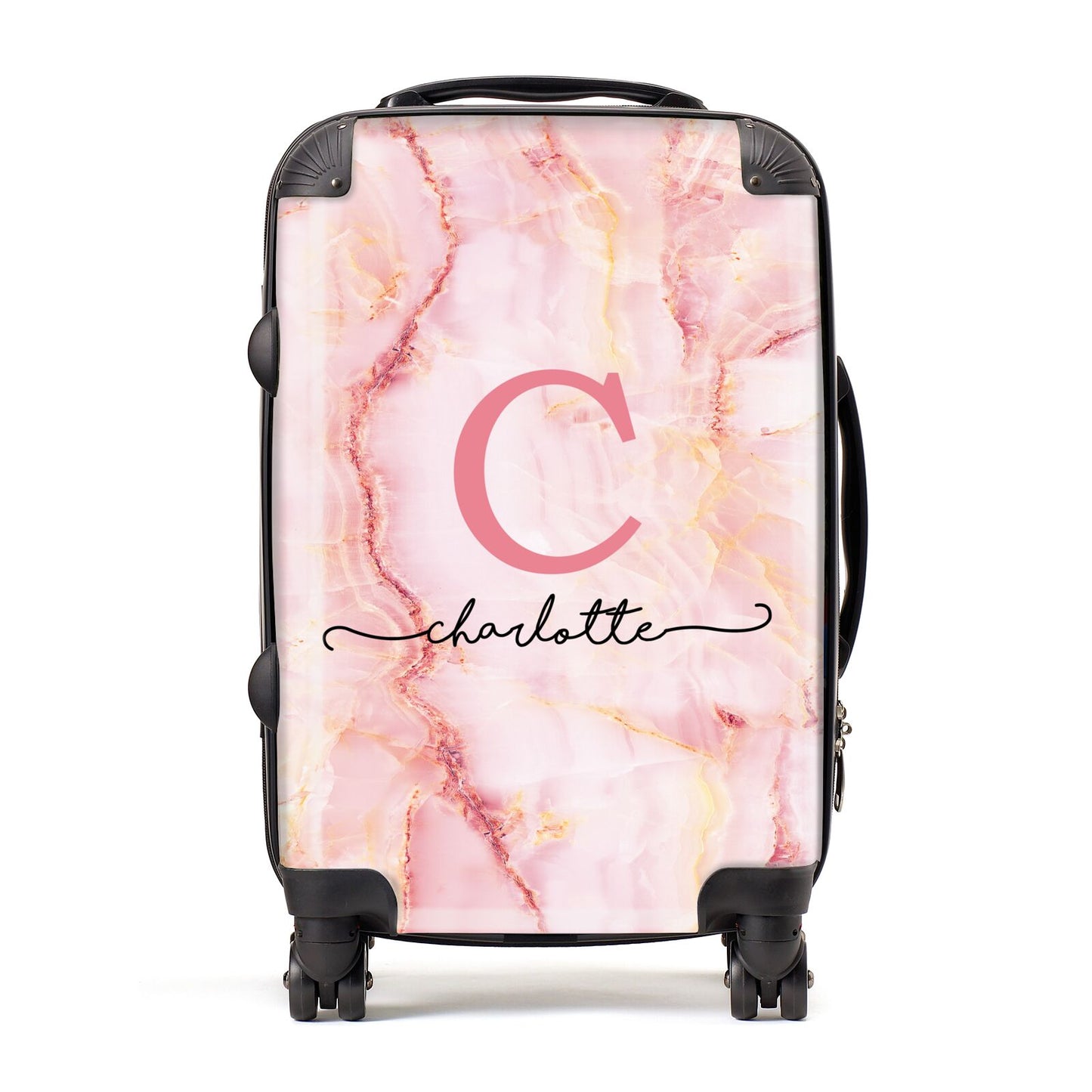 Monogram Pink Gold Agate with Text Suitcase