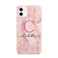 Monogram Pink Gold Agate with Text iPhone 11 3D Tough Case