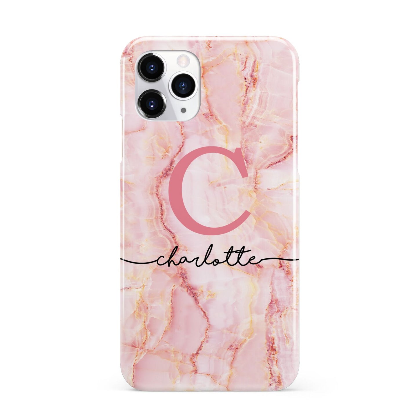 Monogram Pink Gold Agate with Text iPhone 11 Pro 3D Snap Case