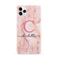 Monogram Pink Gold Agate with Text iPhone 11 Pro Max 3D Snap Case