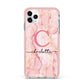 Monogram Pink Gold Agate with Text iPhone 11 Pro Max Impact Pink Edge Case
