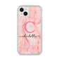 Monogram Pink Gold Agate with Text iPhone 14 Plus Clear Tough Case Starlight