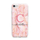 Monogram Pink Gold Agate with Text iPhone 7 Bumper Case on Silver iPhone
