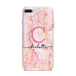Monogram Pink Gold Agate with Text iPhone 7 Plus Bumper Case on Silver iPhone