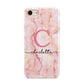 Monogram Pink Gold Agate with Text iPhone 8 3D Tough Case on Gold Phone