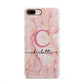 Monogram Pink Gold Agate with Text iPhone 8 Plus 3D Snap Case on Gold Phone