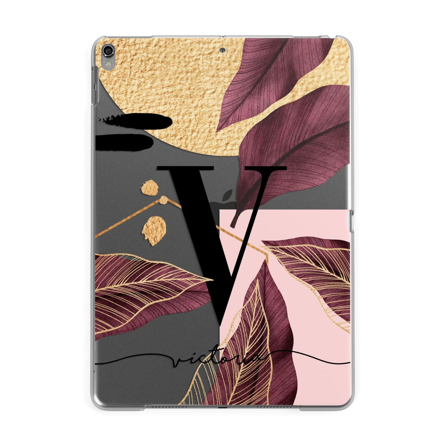 Monogram Tropical Leaves Apple iPad Grey Case