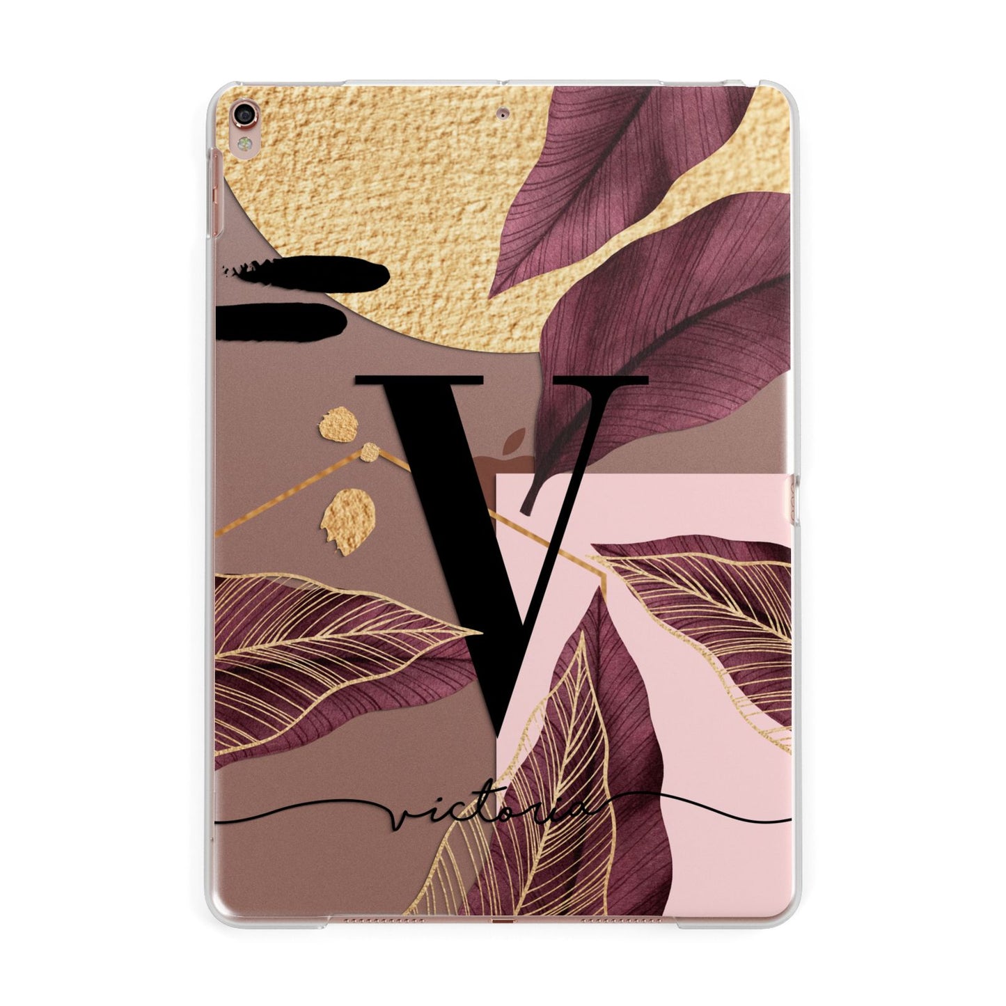 Monogram Tropical Leaves Apple iPad Rose Gold Case