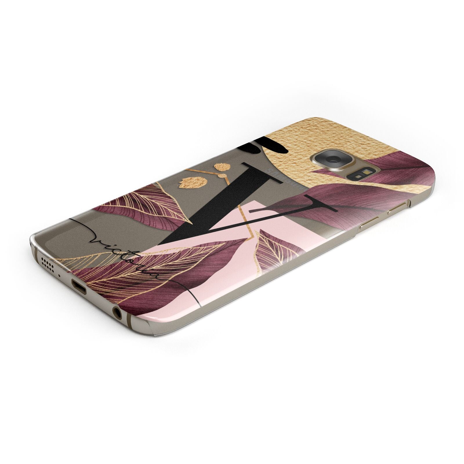 Monogram Tropical Leaves Protective Samsung Galaxy Case Angled Image