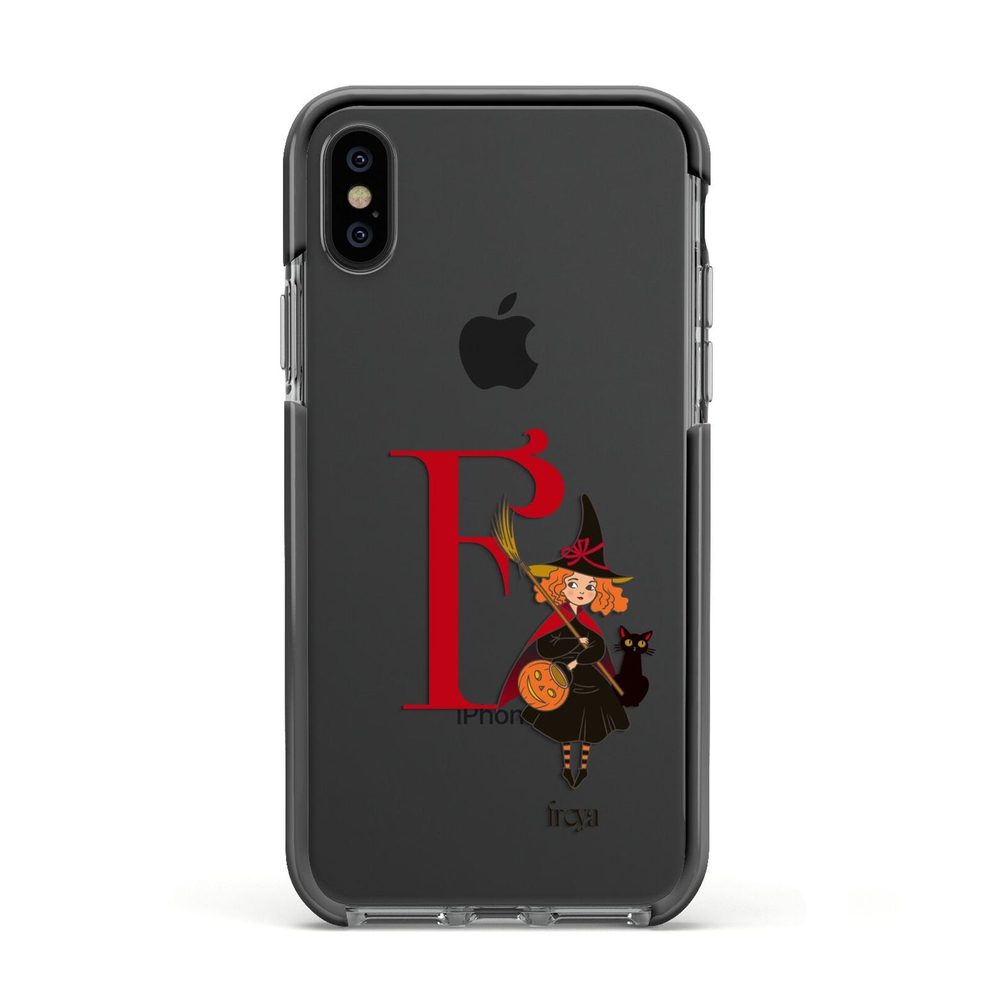 Monogram Witch Apple iPhone Xs Impact Case Black Edge on Black Phone