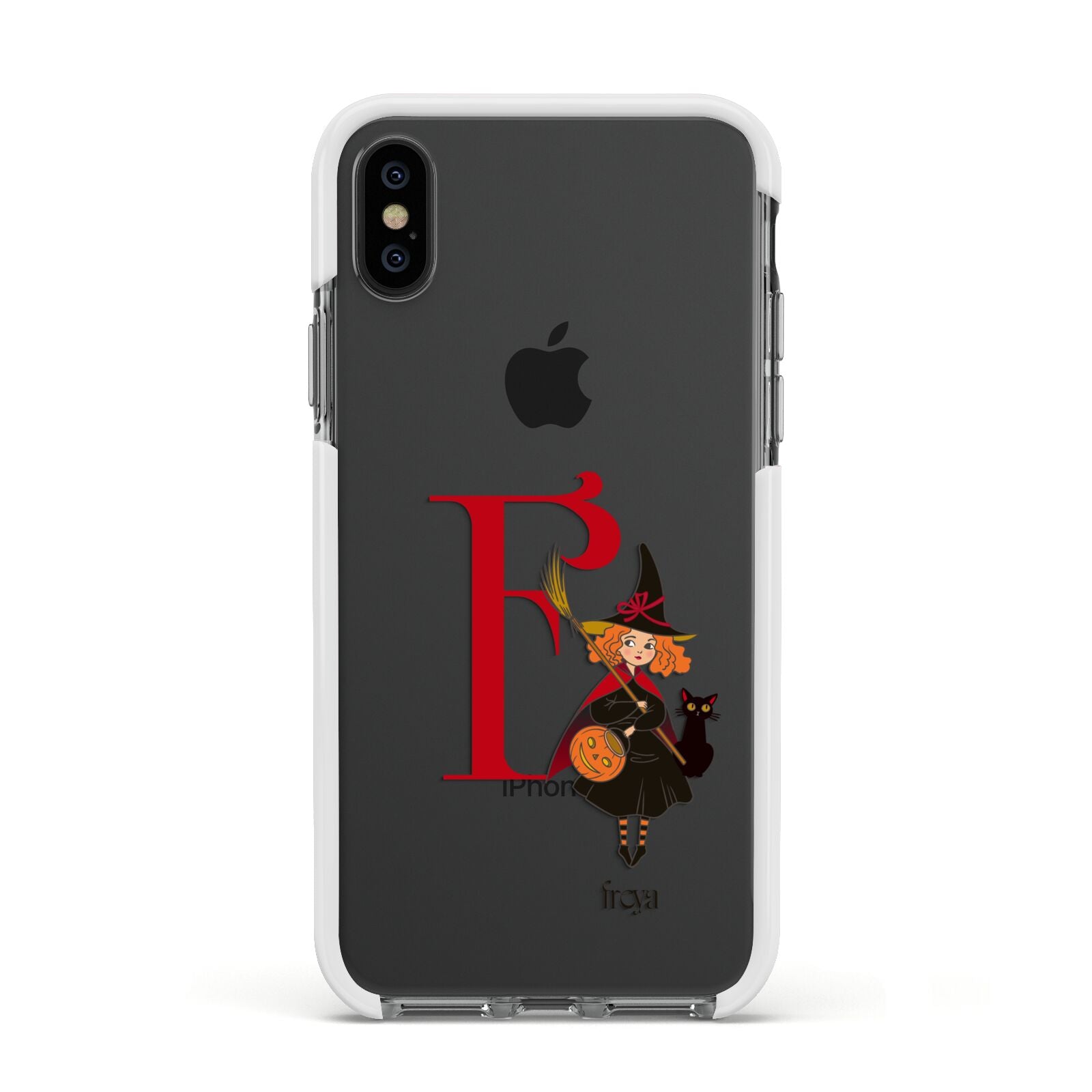 Monogram Witch Apple iPhone Xs Impact Case White Edge on Black Phone