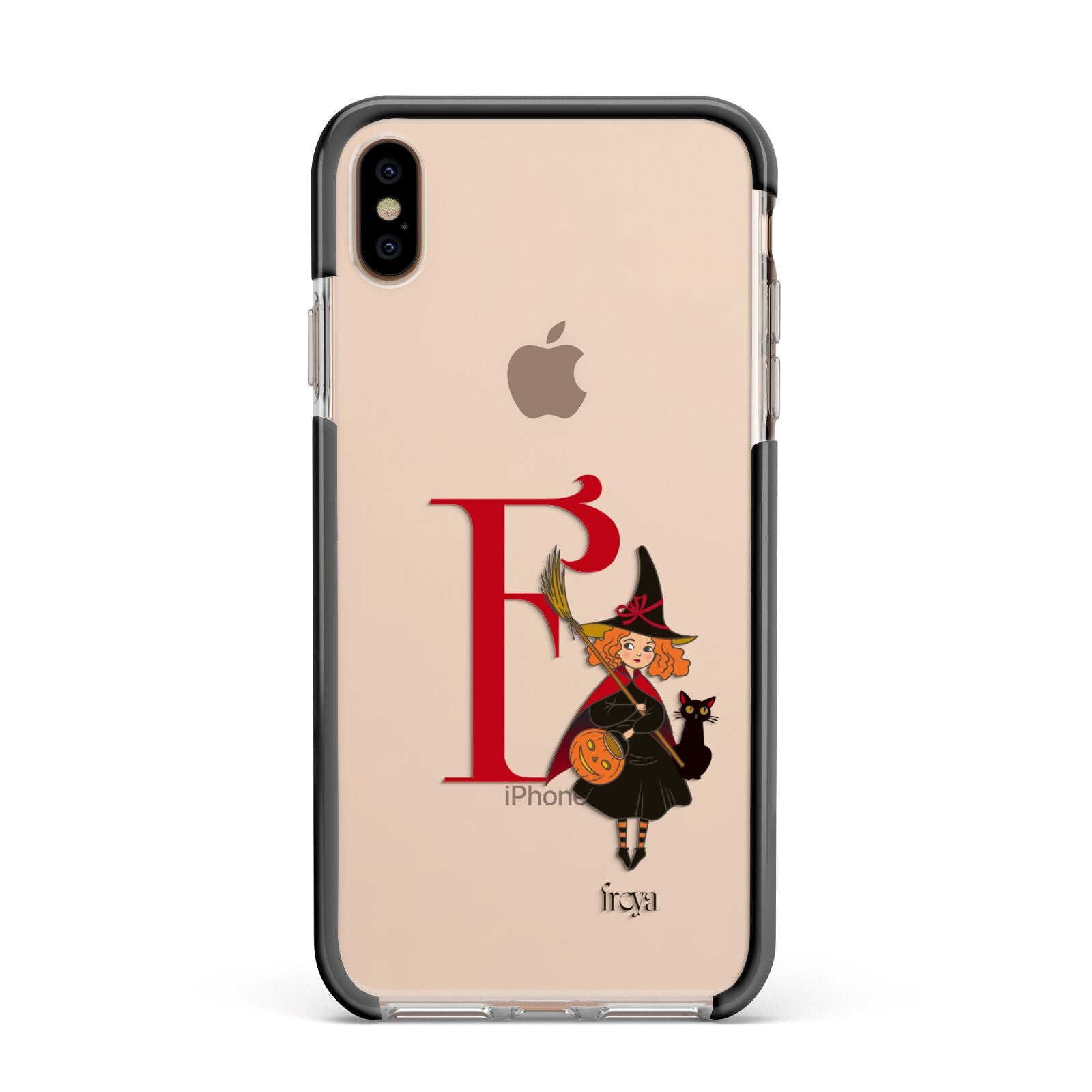 Monogram Witch Apple iPhone Xs Max Impact Case Black Edge on Gold Phone