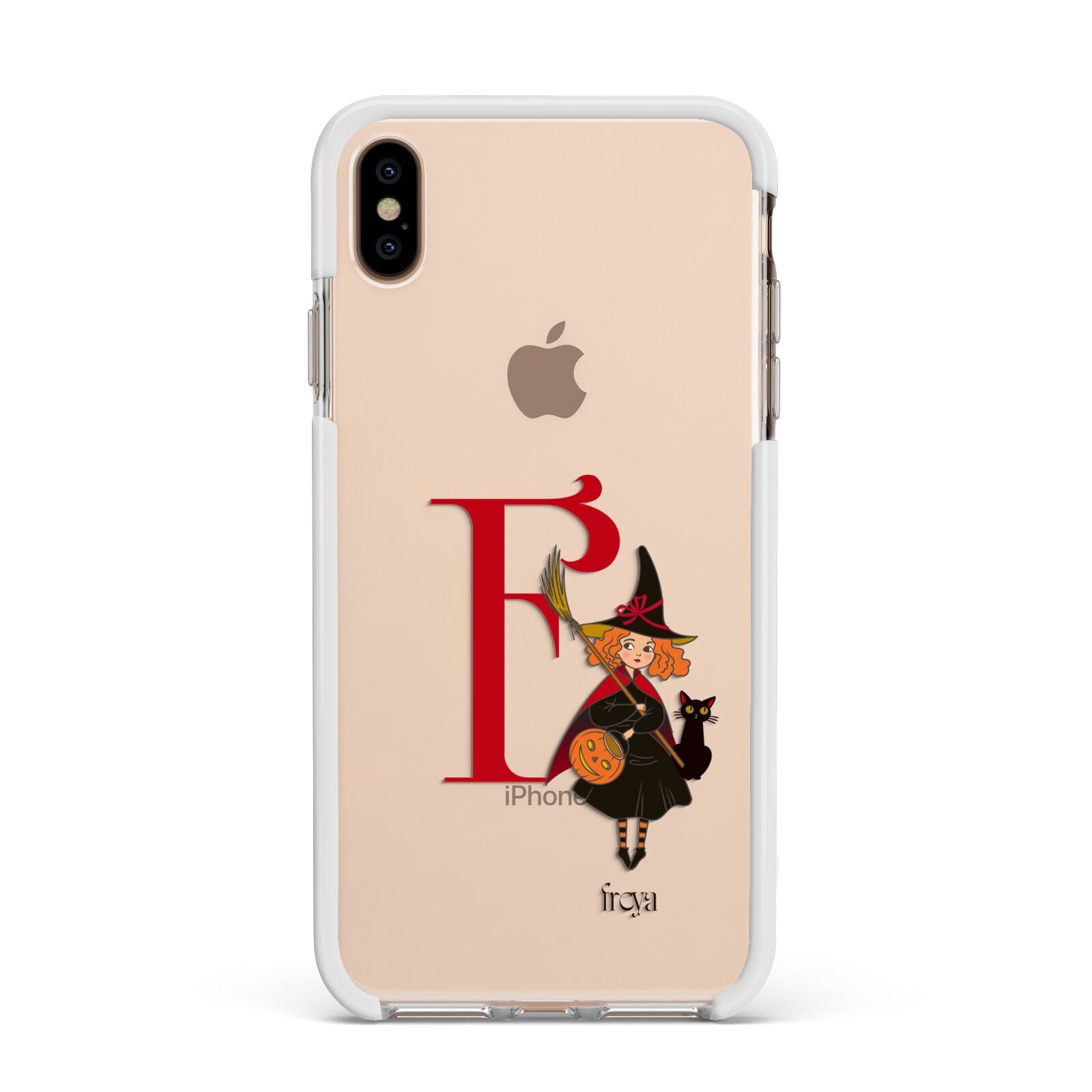 Monogram Witch Apple iPhone Xs Max Impact Case White Edge on Gold Phone