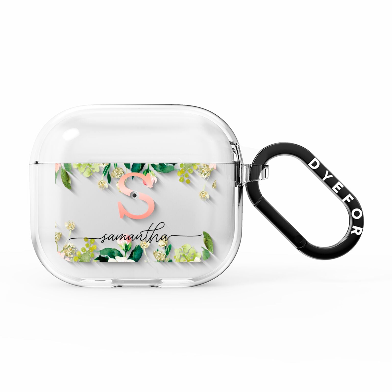 Monogrammed Floral Roses AirPods Clear Case 3rd Gen