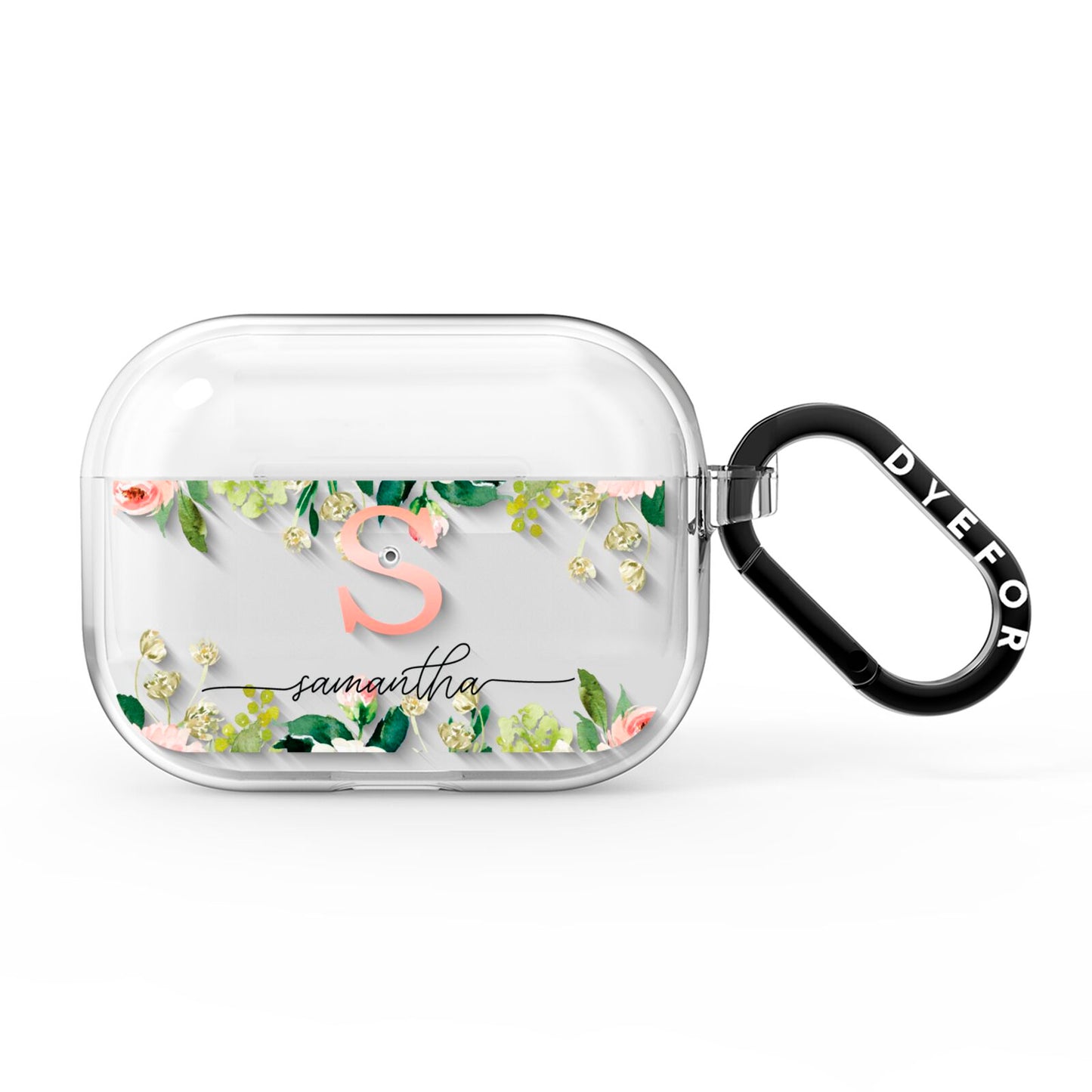 Monogrammed Floral Roses AirPods Pro Clear Case