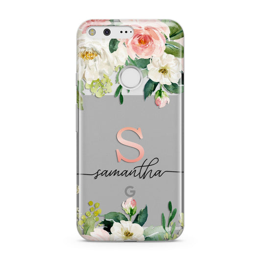 Monogrammed Floral Roses Google Pixel Case