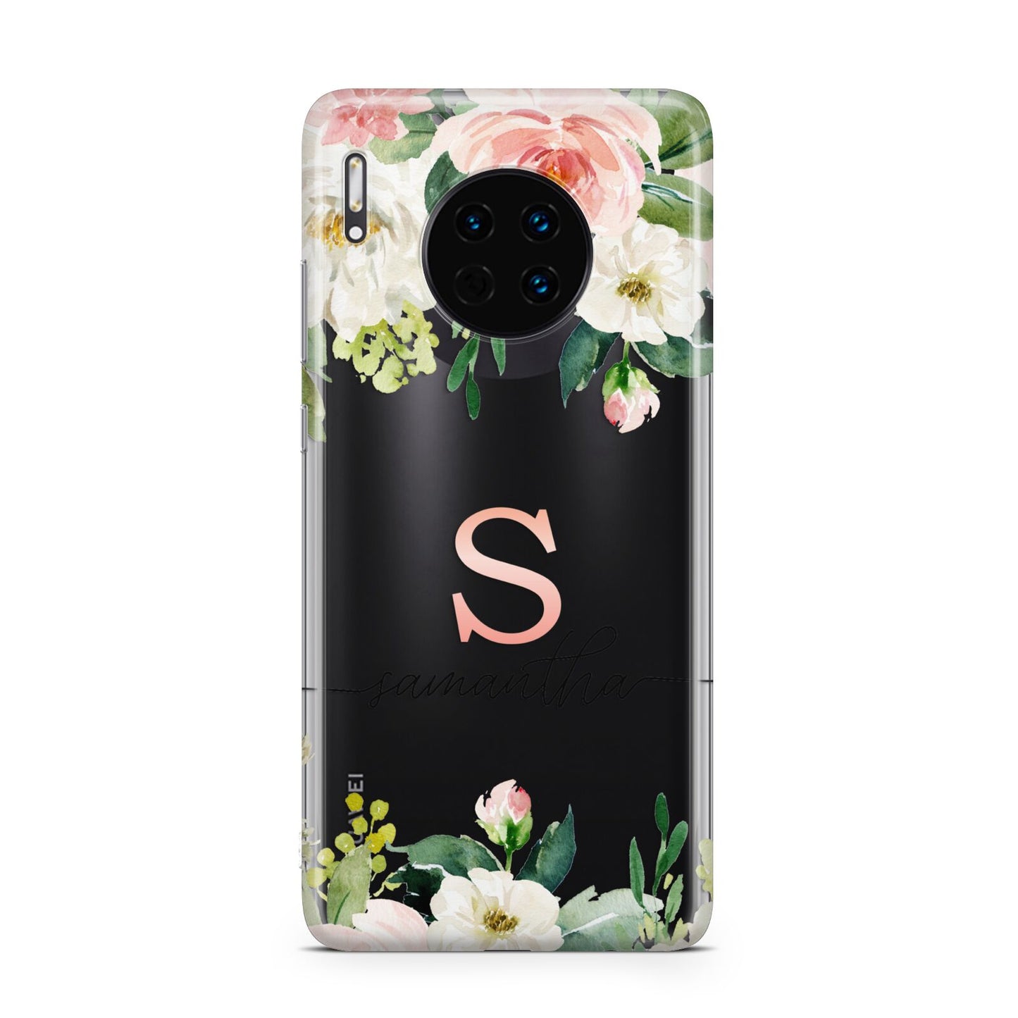 Monogrammed Floral Roses Huawei Mate 30