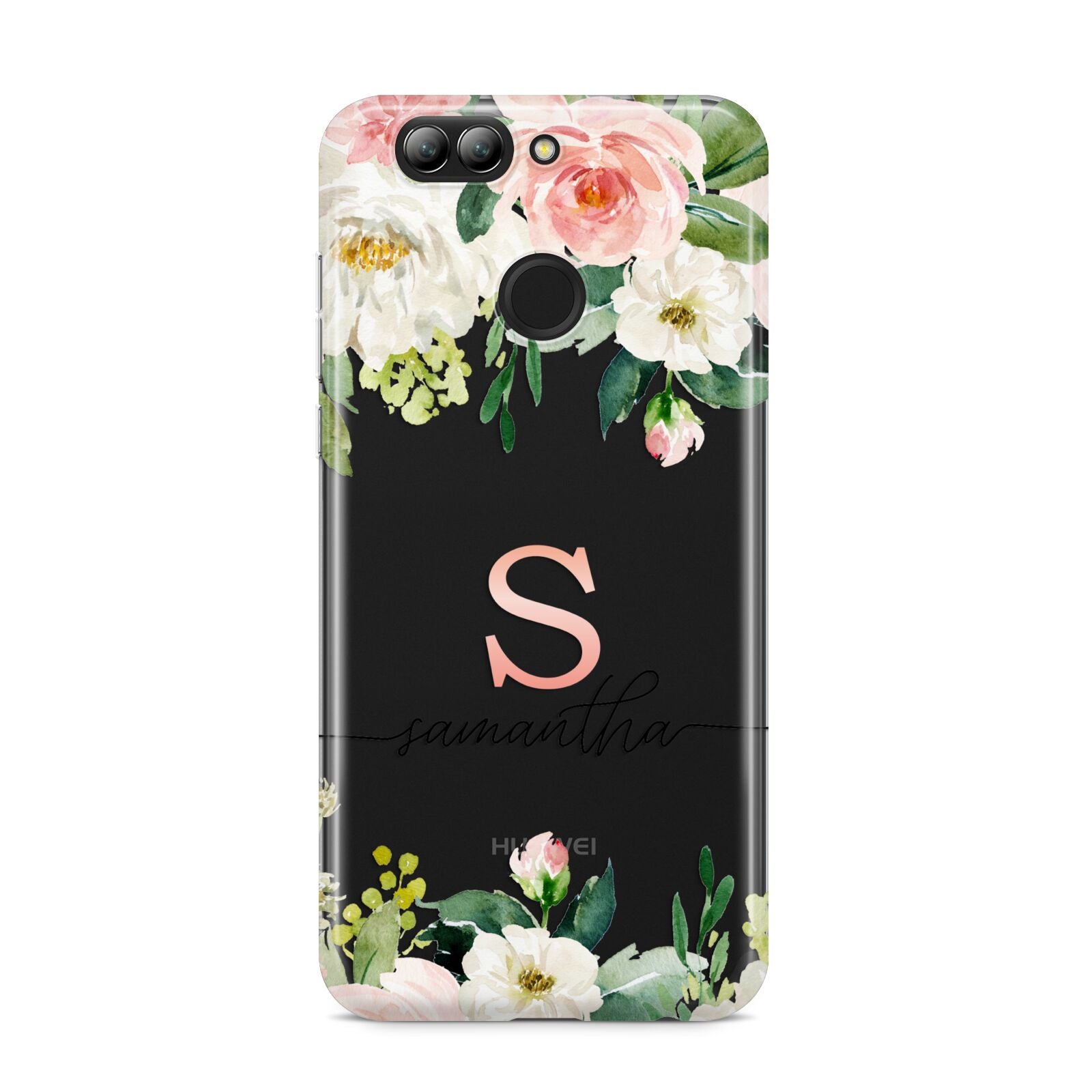 Monogrammed Floral Roses Huawei Nova 2s Phone Case