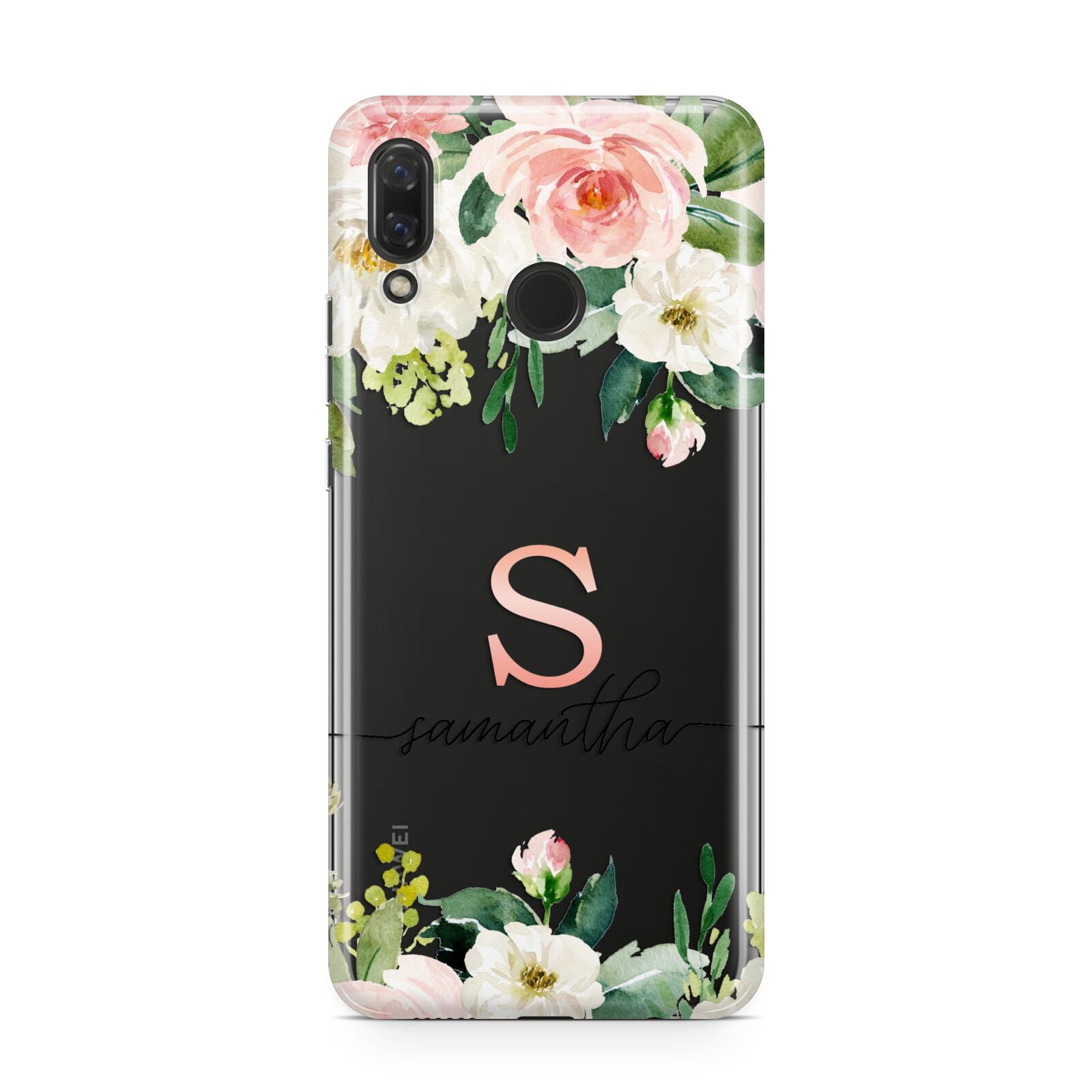 Monogrammed Floral Roses Huawei Nova 3 Phone Case