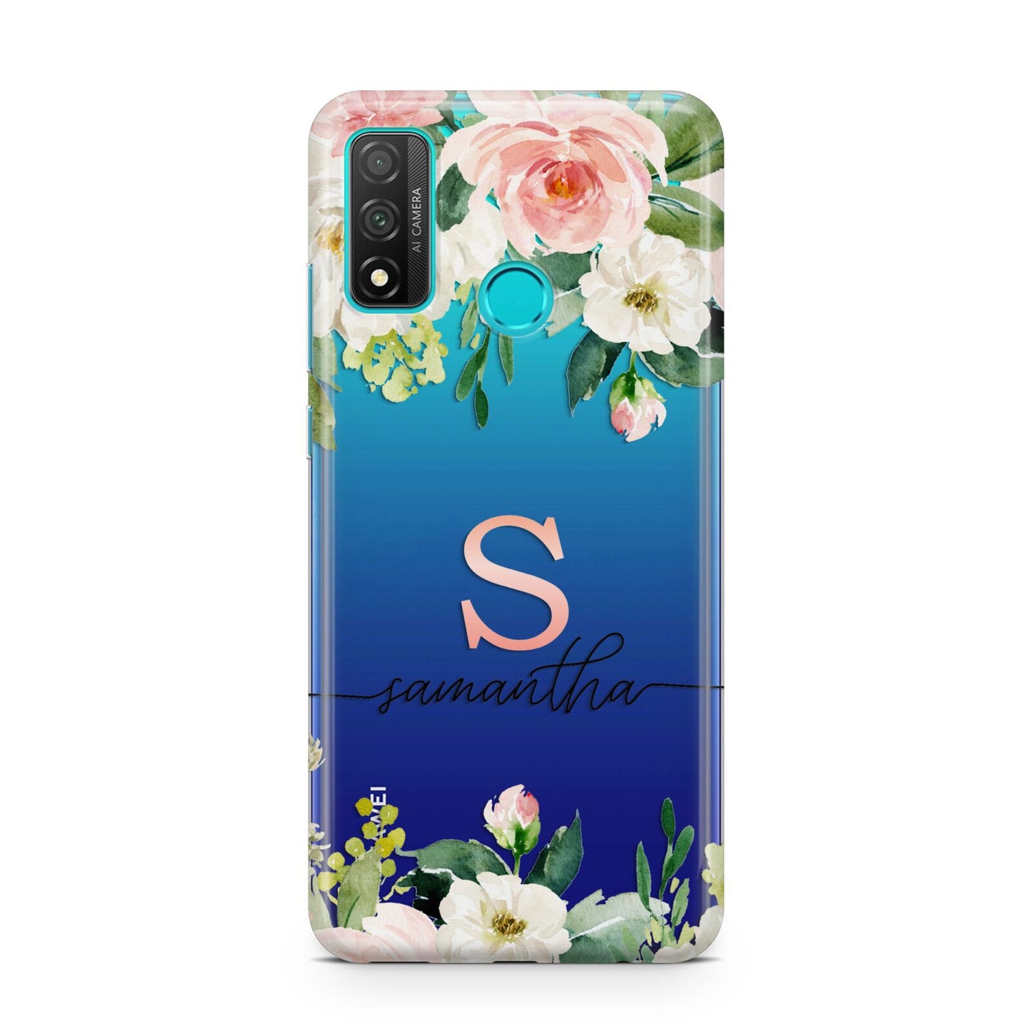 Monogrammed Floral Roses Huawei P Smart 2020