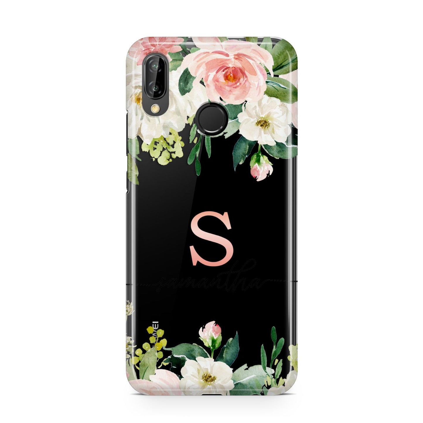 Monogrammed Floral Roses Huawei P20 Lite Phone Case