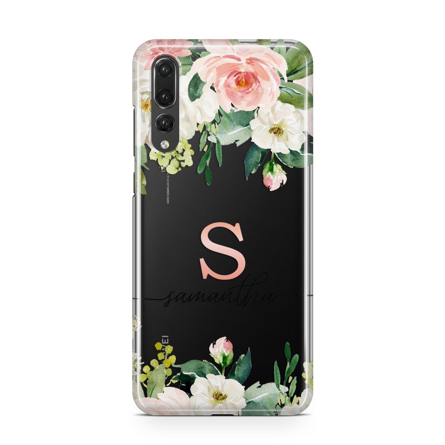 Monogrammed Floral Roses Huawei P20 Pro Phone Case