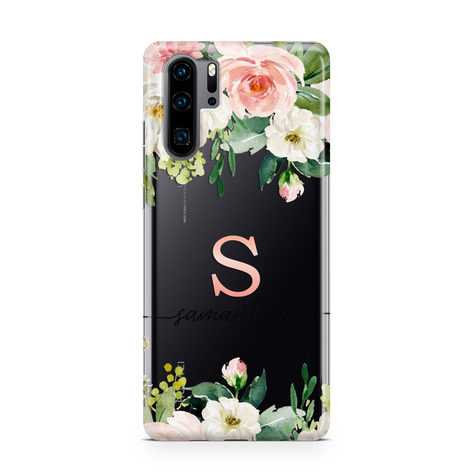 Monogrammed Floral Roses Huawei P30 Pro Phone Case