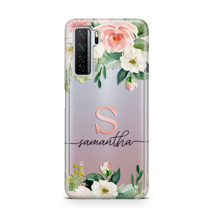 Monogrammed Floral Roses Huawei P40 Lite 5G Phone Case