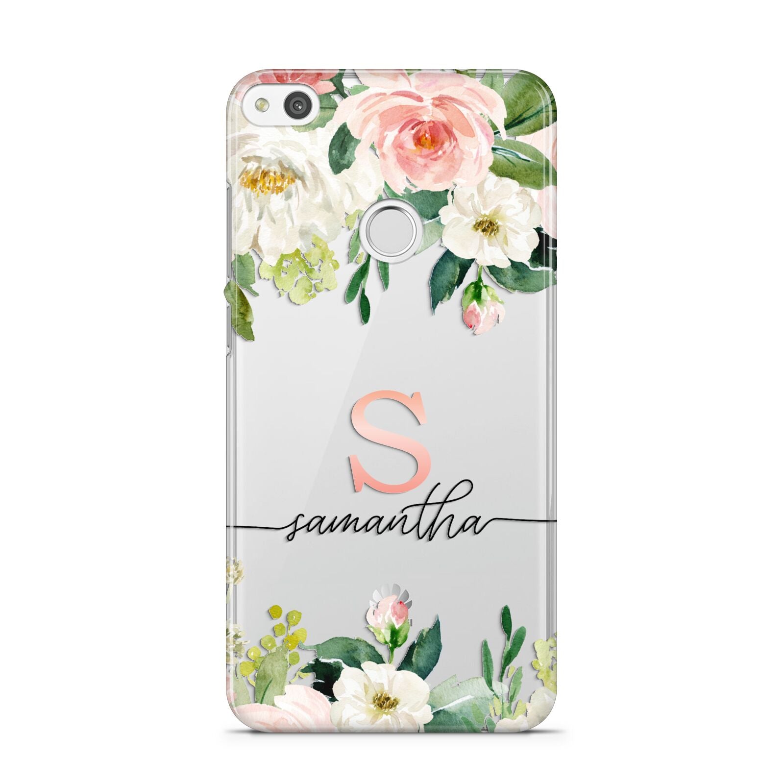 Monogrammed Floral Roses Huawei P8 Lite Case