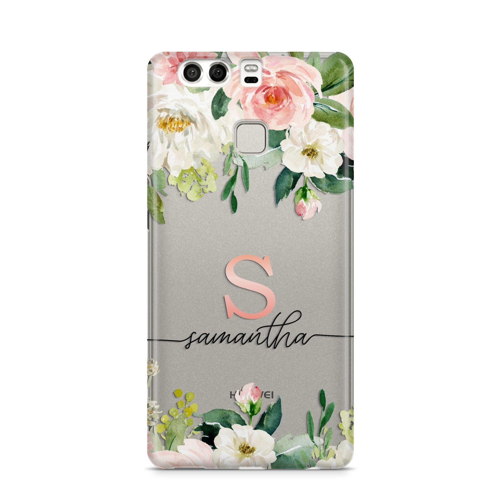 Monogrammed Floral Roses Huawei P9 Case