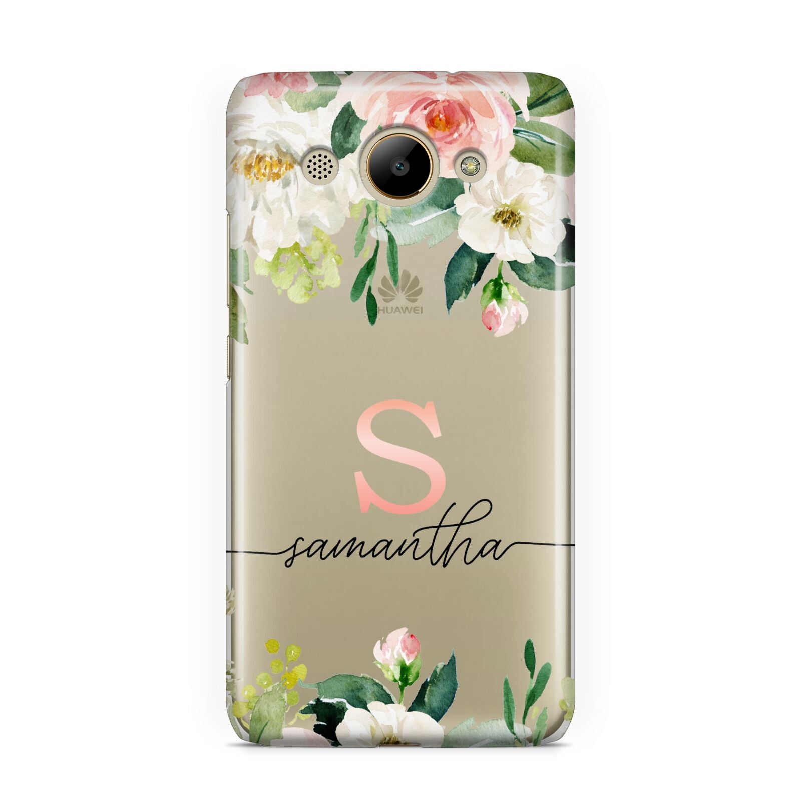 Monogrammed Floral Roses Huawei Y3 2017