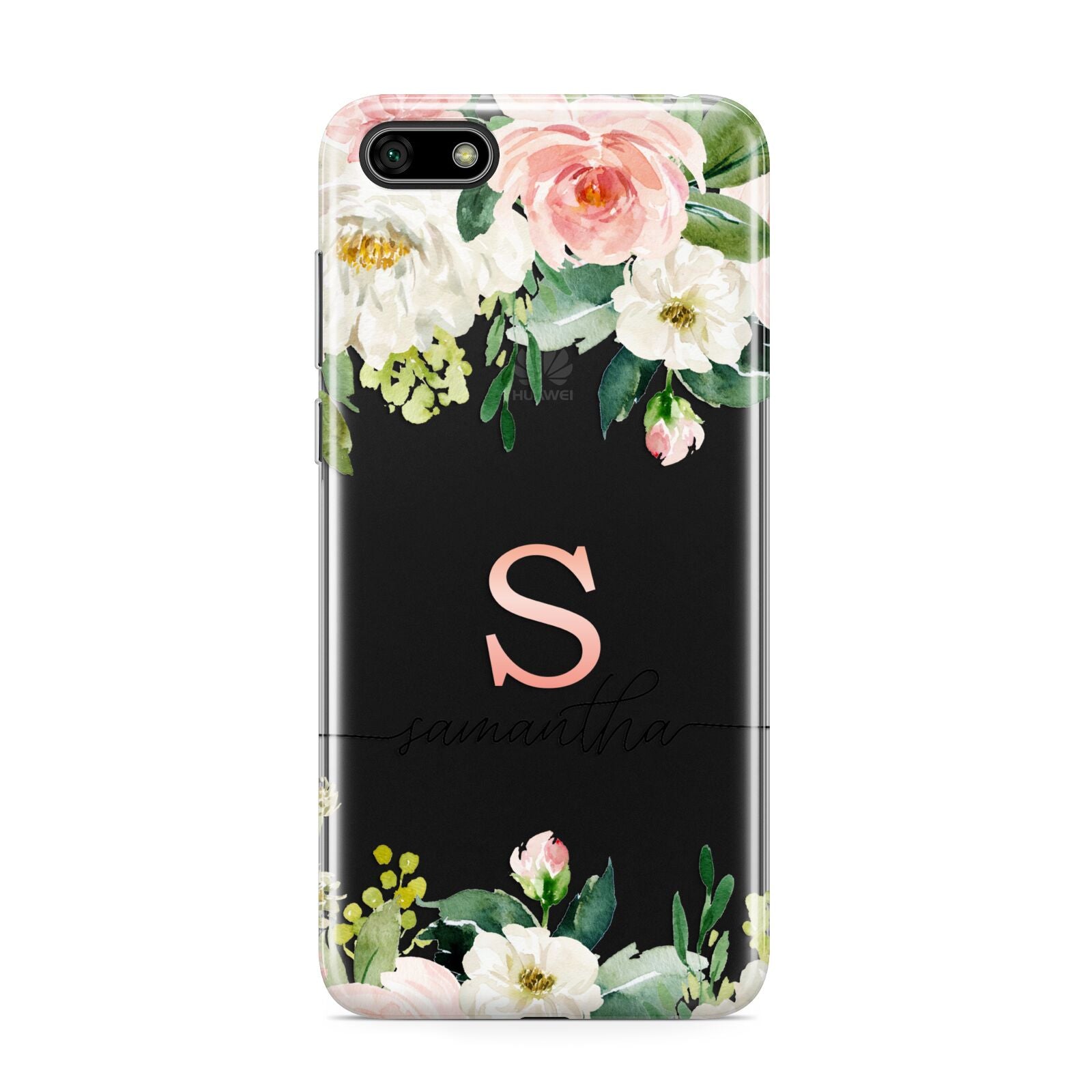 Monogrammed Floral Roses Huawei Y5 Prime 2018 Phone Case