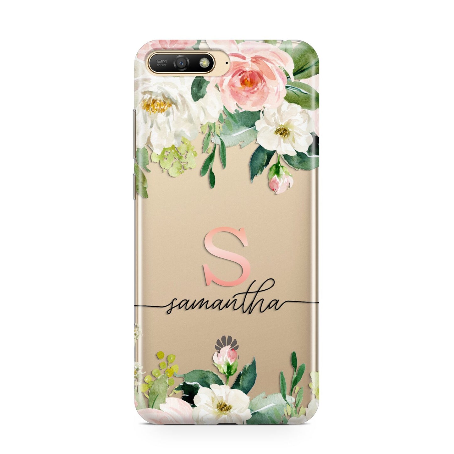 Monogrammed Floral Roses Huawei Y6 2018